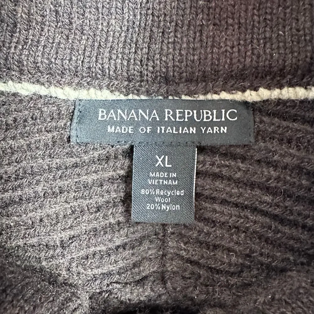 Banana Republic Nino Mock Neck Sweater Brown Wool XL Fisherman